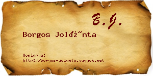Borgos Jolánta névjegykártya